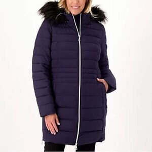 Nuage Stretch Removable Faux Fur Trim Hood Puffer Coat